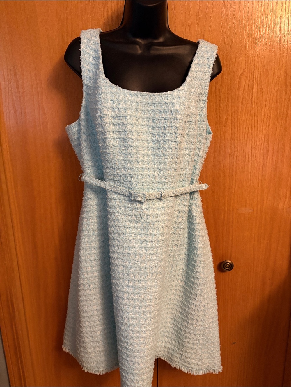 Light Blue Textured kate spade Dress with Belt